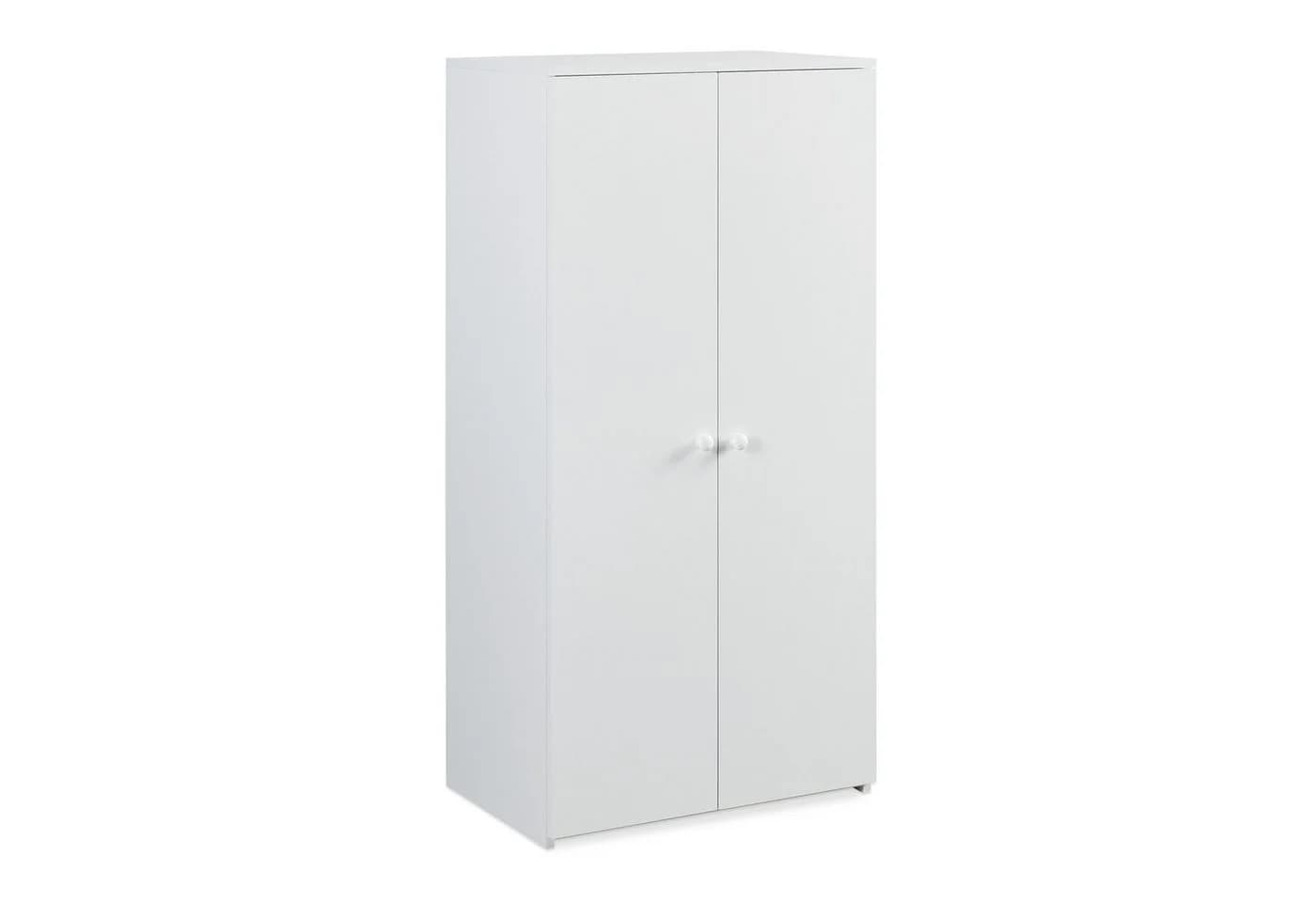 en.casa Kinderkleiderschrank Beldinupp 2 Türen Weiß