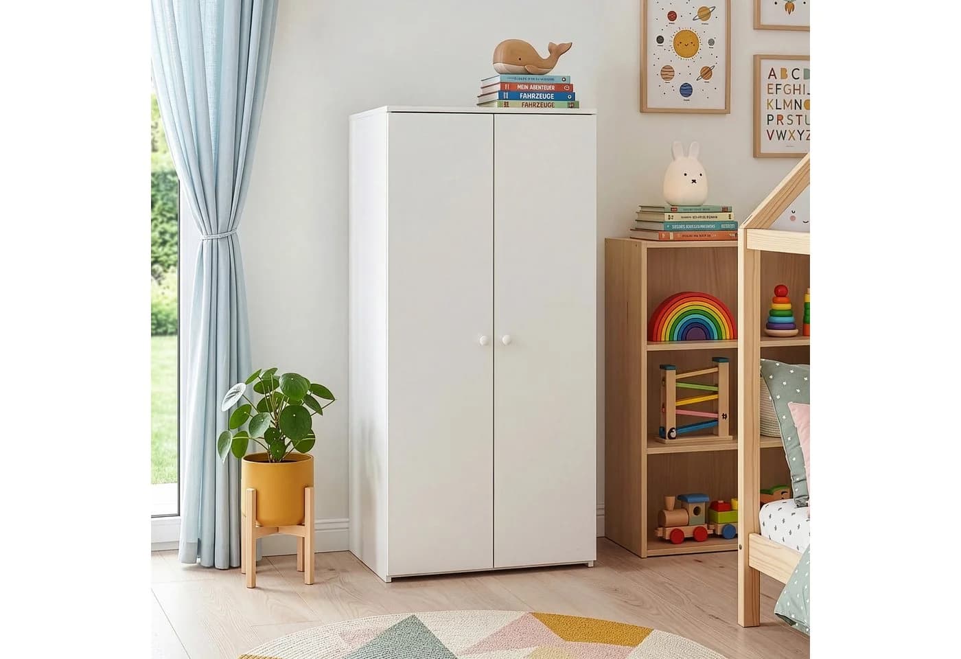 en.casa Kinderkleiderschrank Beldinupp 2 Türen Weiß - Bild 2