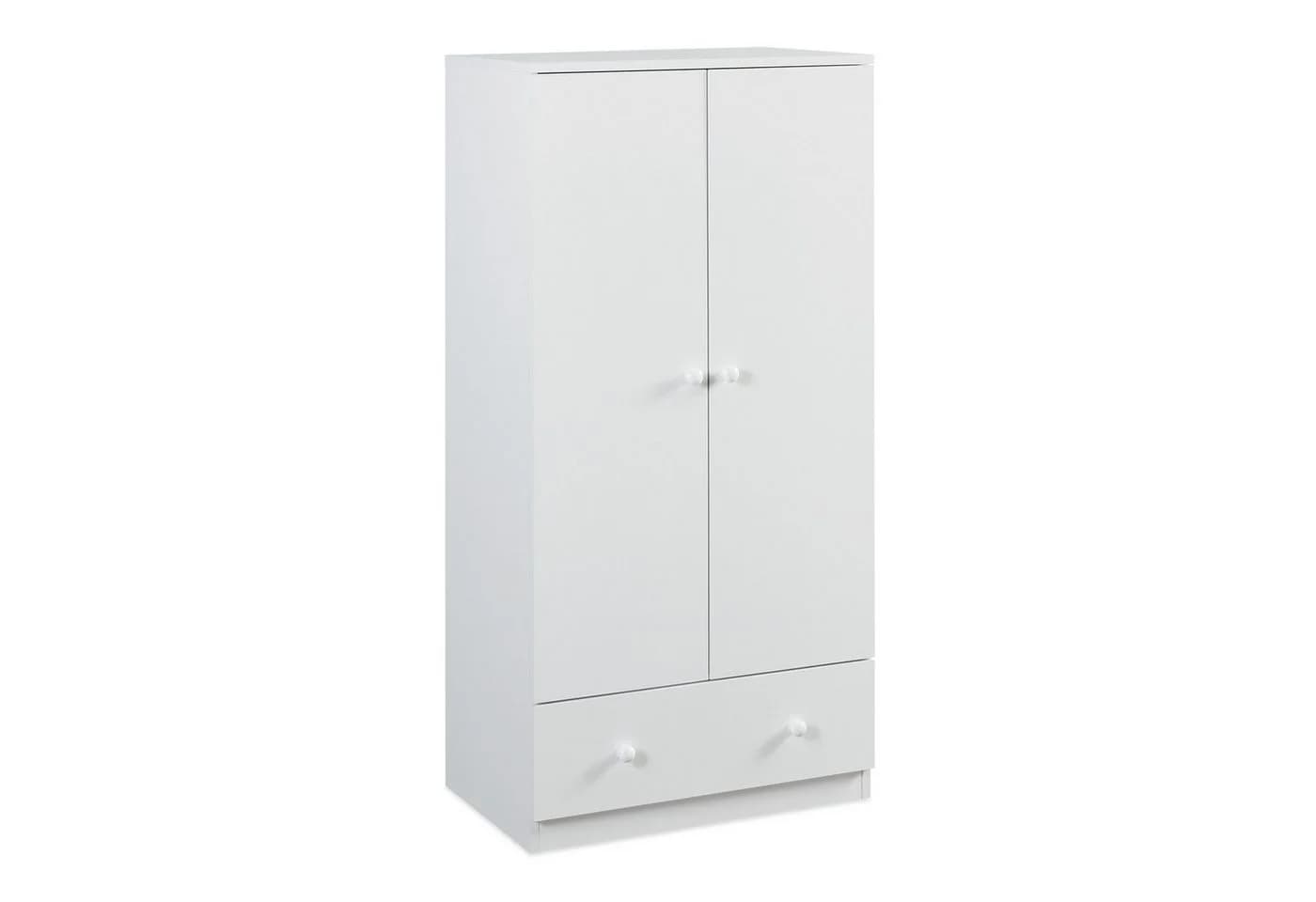 en.casa Kinderkleiderschrank Beldinupp mit 2 Türen und Schublade Weiß