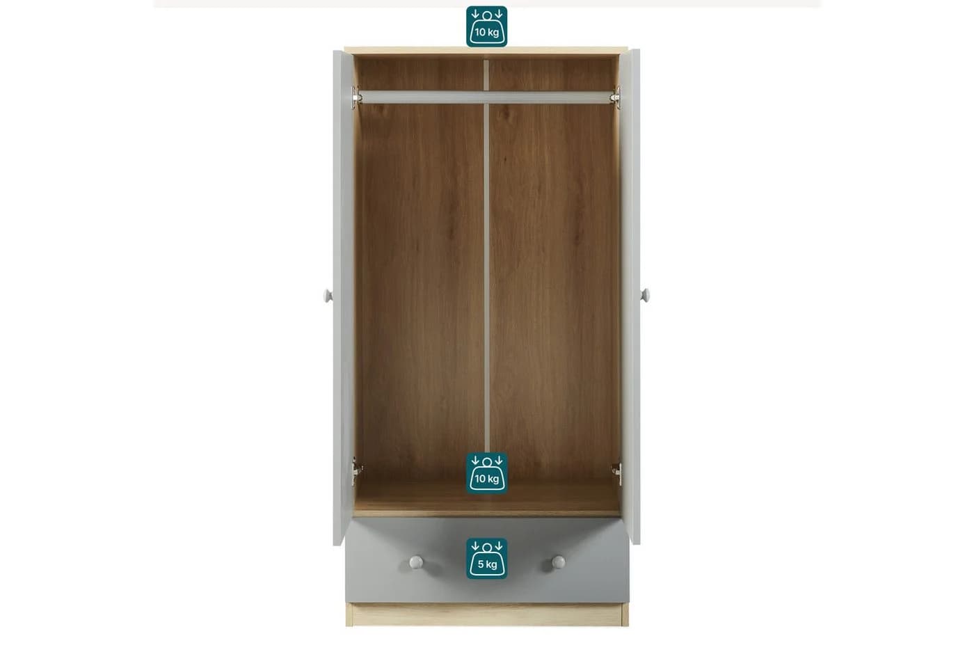 en.casa Kinderkleiderschrank Beldinupp Grau Eicheoptik - Bild 5