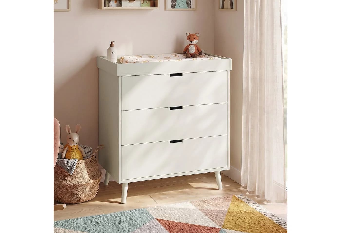 en.casa Wickelkommode Sallinrar Beige mit abnehmbarer Auflage - Bild 2