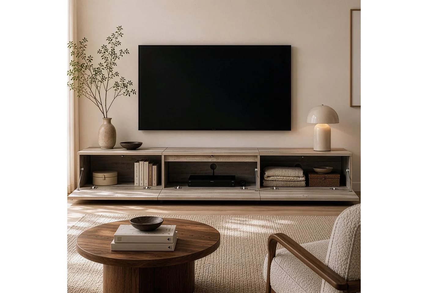 en.casa TV-Schrank Kapipimso Eicheoptik Grau mit Push-to-Open - Bild 5