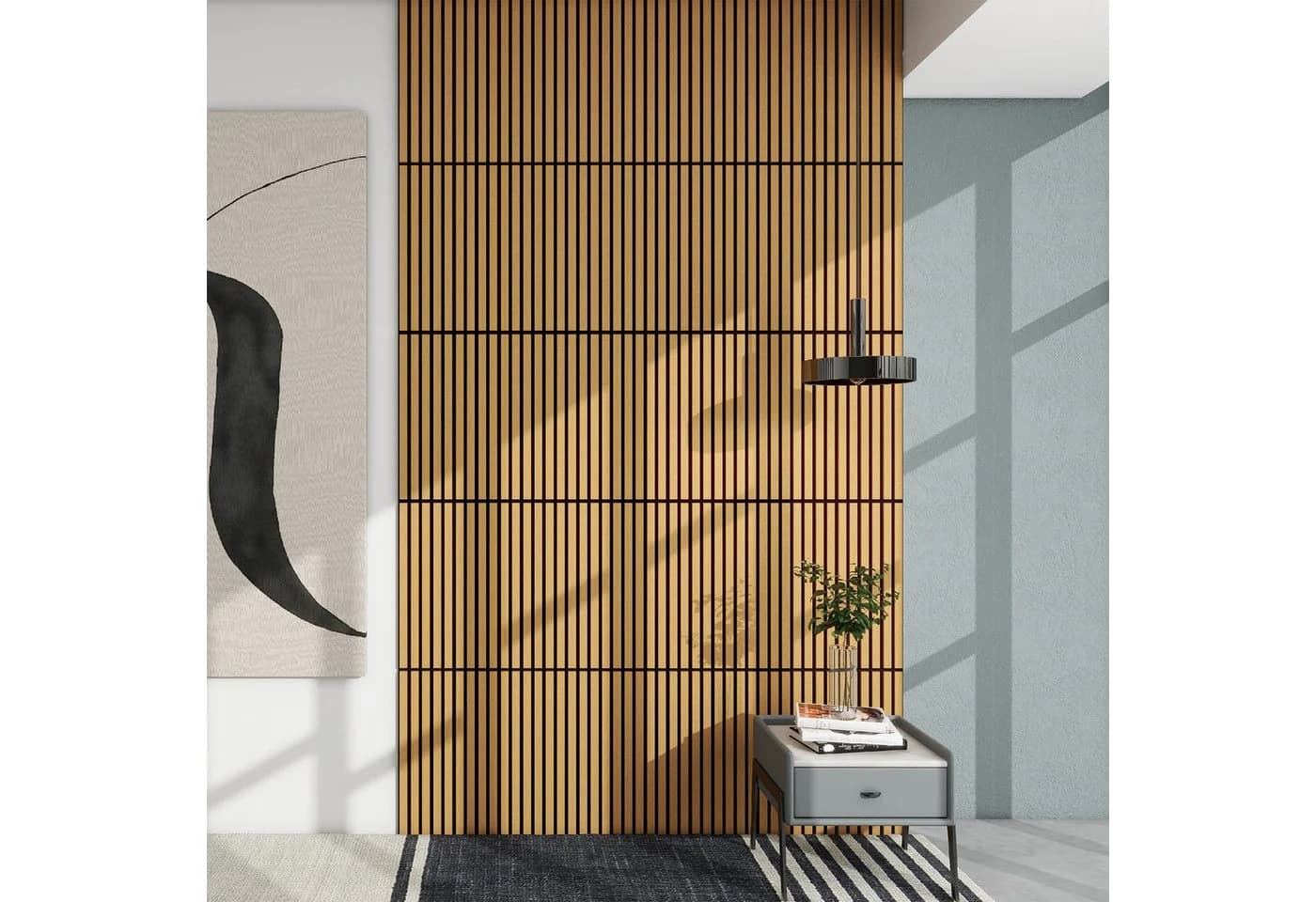 neu.holz 3D Wandpaneel Set 8-tlg. Vang Eiche dunkel Akustiklamellen