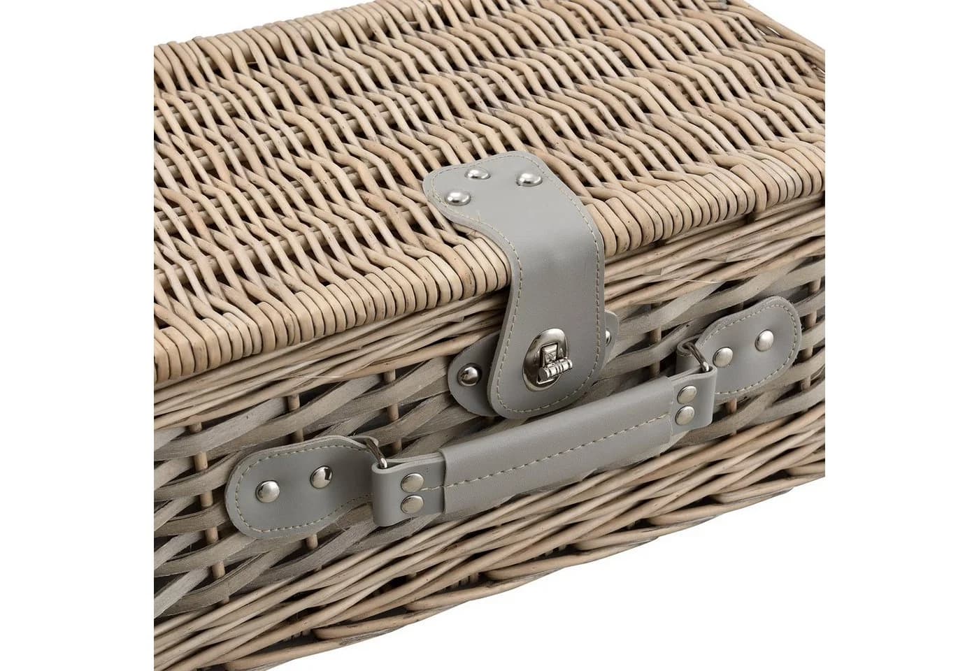 casa.pro Picknickkorb mit Kühltasche & Besteck für 2 Personen Weide Blau-Weiß - Bild 3