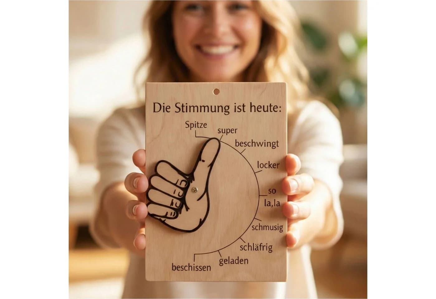 Gravidus Stimmungsbarometer Türschild aus Holz mit drehbarem Daumen - Bild 2