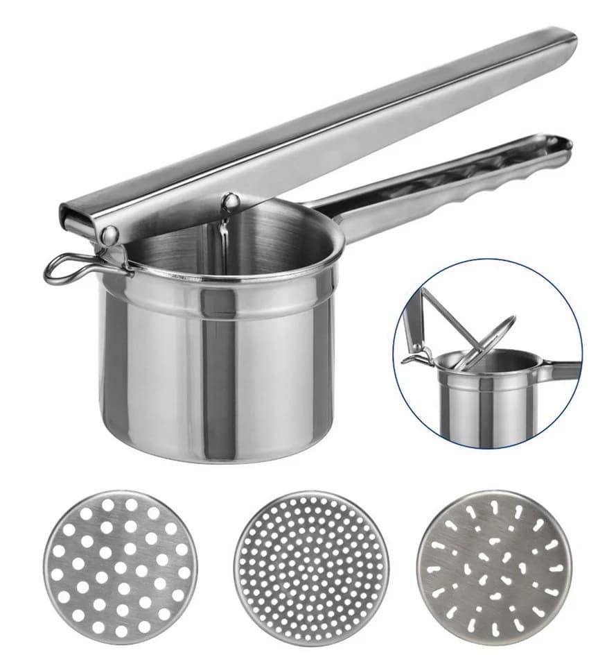 Gravidus Kartoffelpresse Edelstahl mit 3 Locheinsätzen Silber - Bild 2