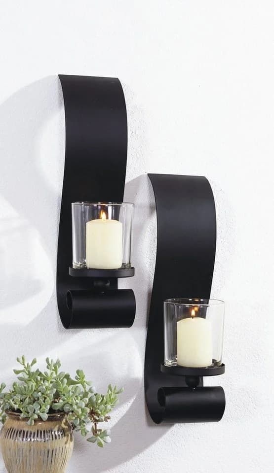 Gravidus Wandkerzenhalter 2er Set Schwarz Metall Glas - Bild 2