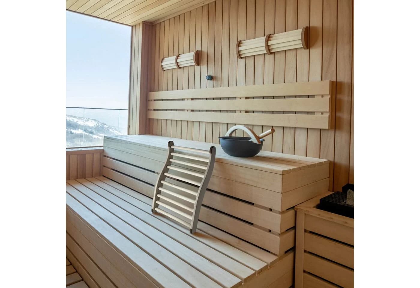 Gravidus Sauna-Rückenlehne 2er Set - Ergonomische S-Form