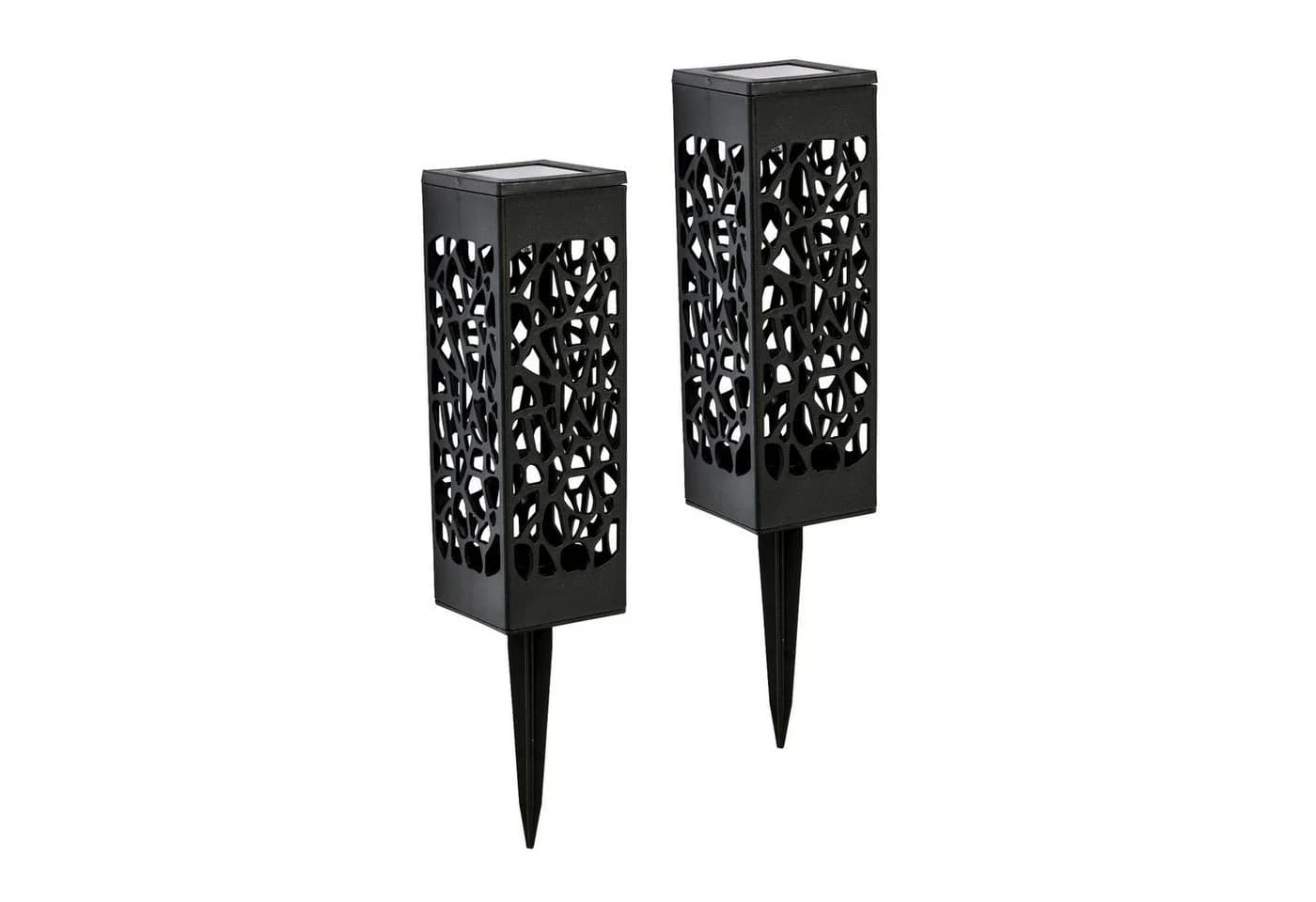 Gravidus LED Solarleuchte 2er Set Schwarz Gartenlampe