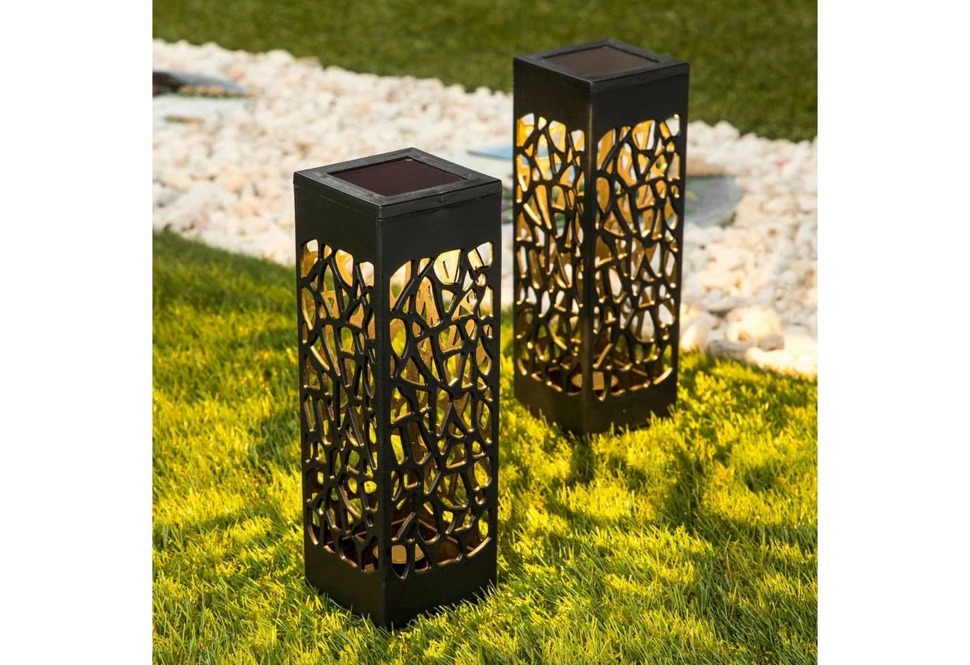 Gravidus LED Solarleuchte 2er Set Schwarz Gartenlampe - Bild 2