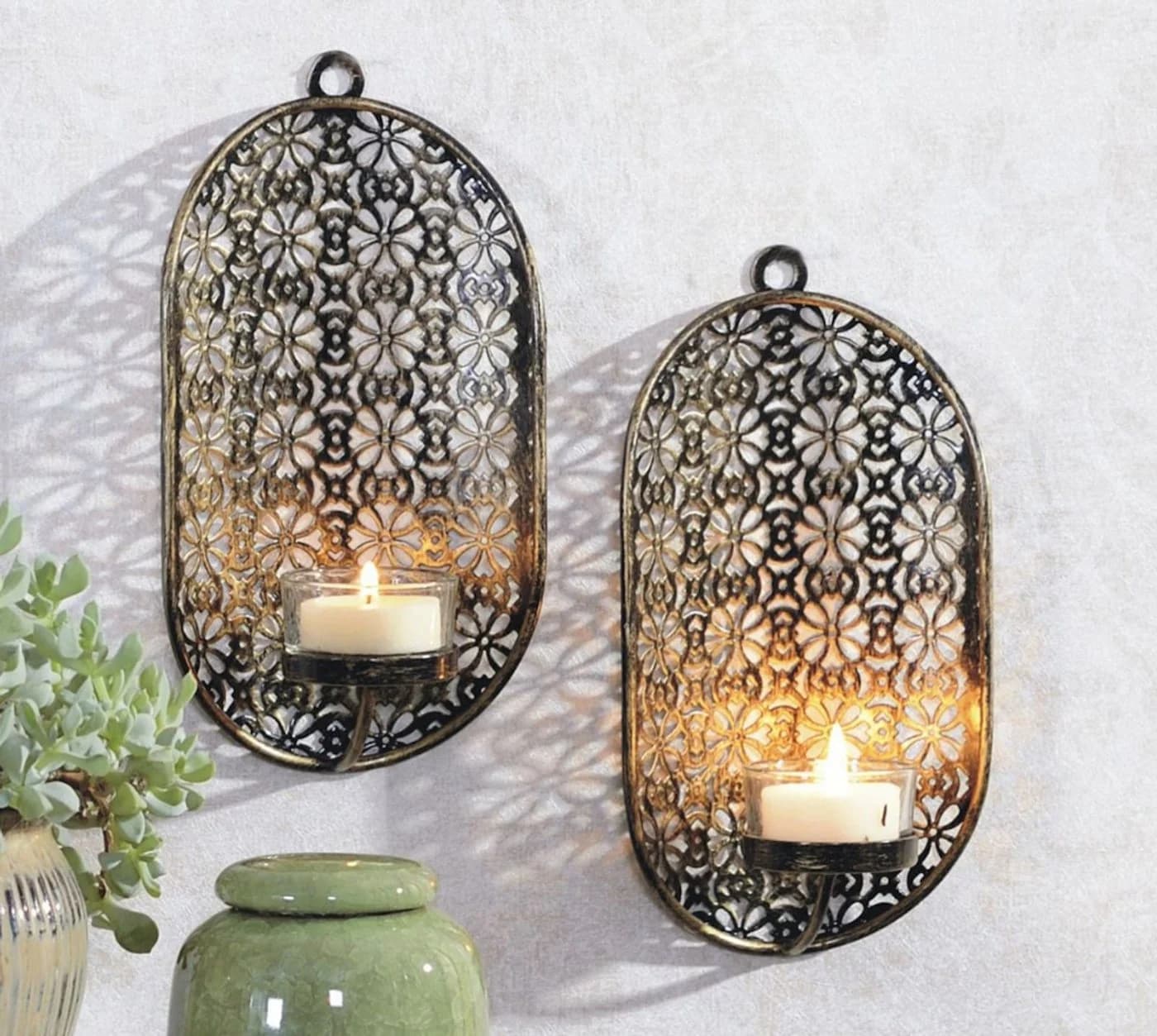 Gravidus Wandkerzenhalter 2er Set Metall Glas - Bild 2