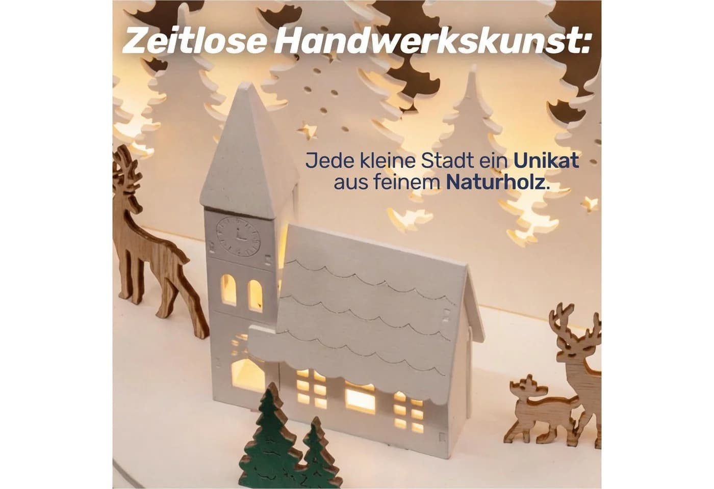 Gravidus Weihnachtsdorf LED Beleuchtete Weihnachtsstadt mit Rentieren - Bild 3