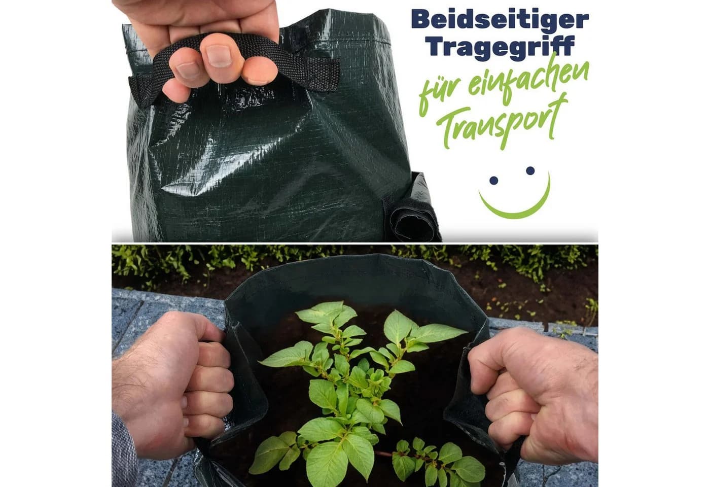 Gravidus Pflanzsack für Gemüse & Kartoffeln, 40L, Grün/Schwarz, 6er Set - Bild 3