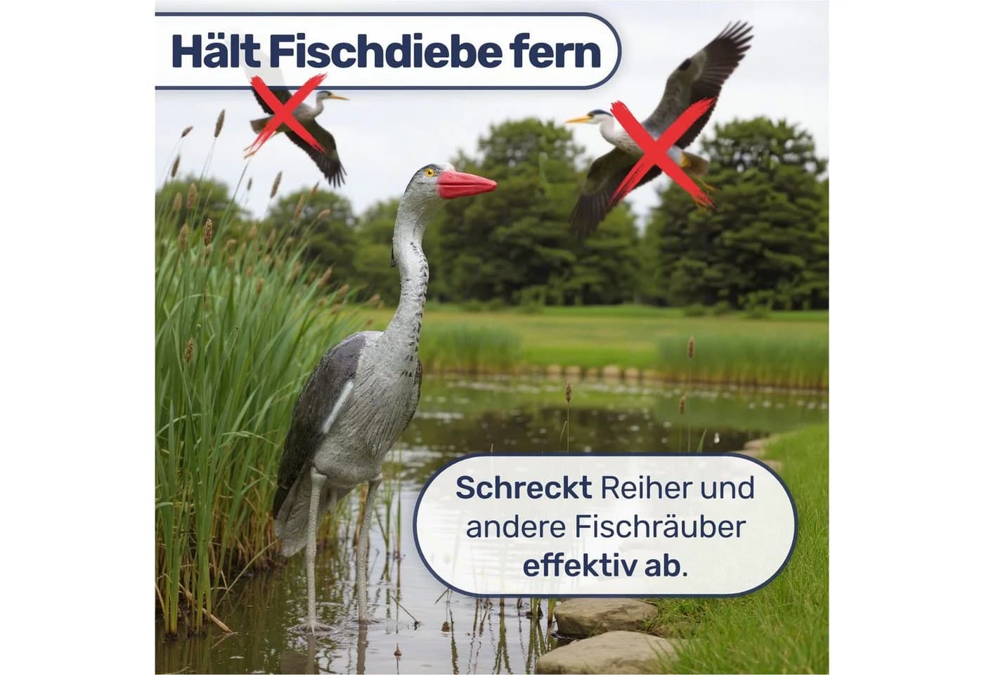 Gravidus Teichfigur Fischreiher-Attrappe Wetterfest Reiherschreck - Bild 3