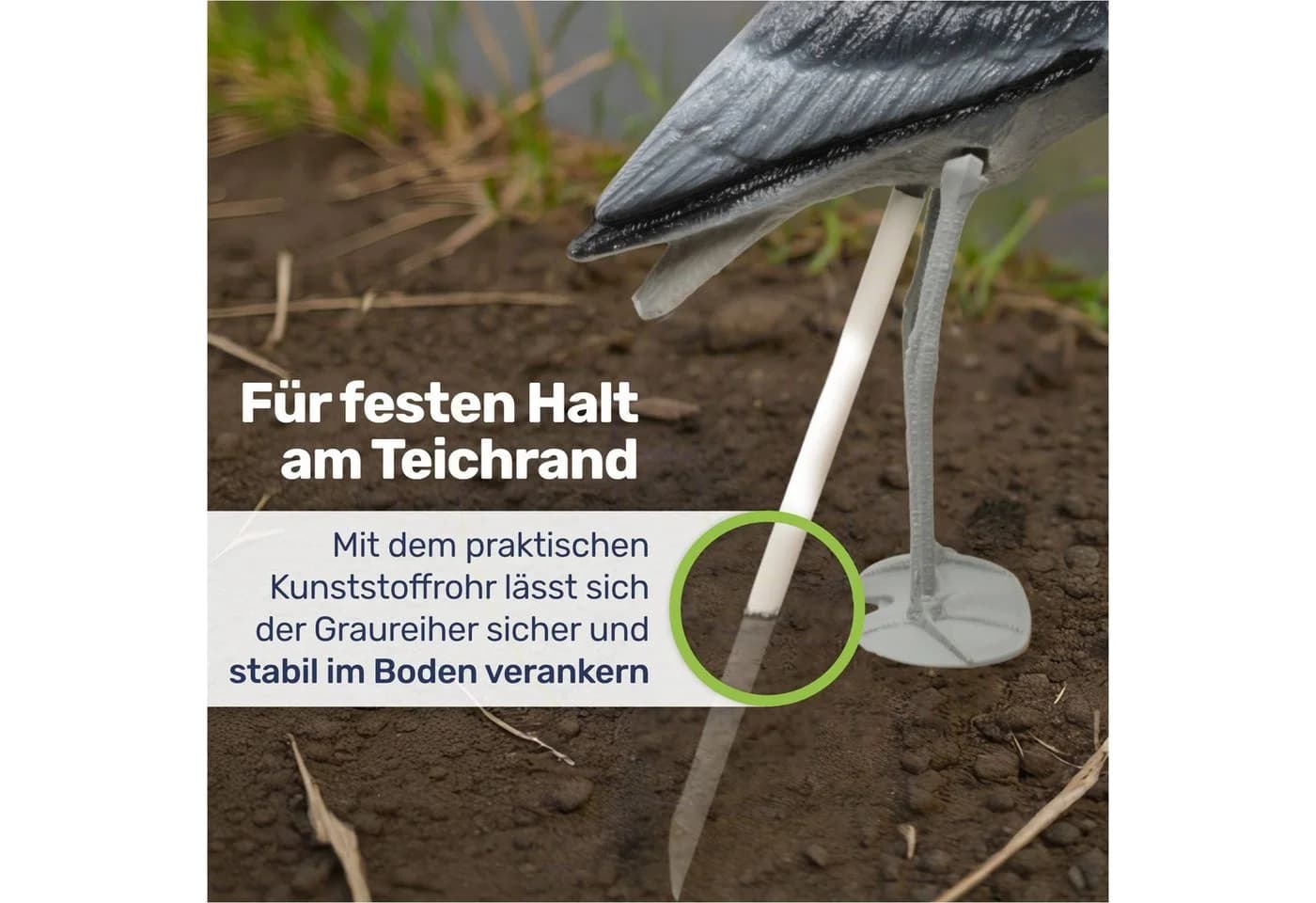 Gravidus Teichfigur Fischreiher-Attrappe Wetterfest Reiherschreck - Bild 4