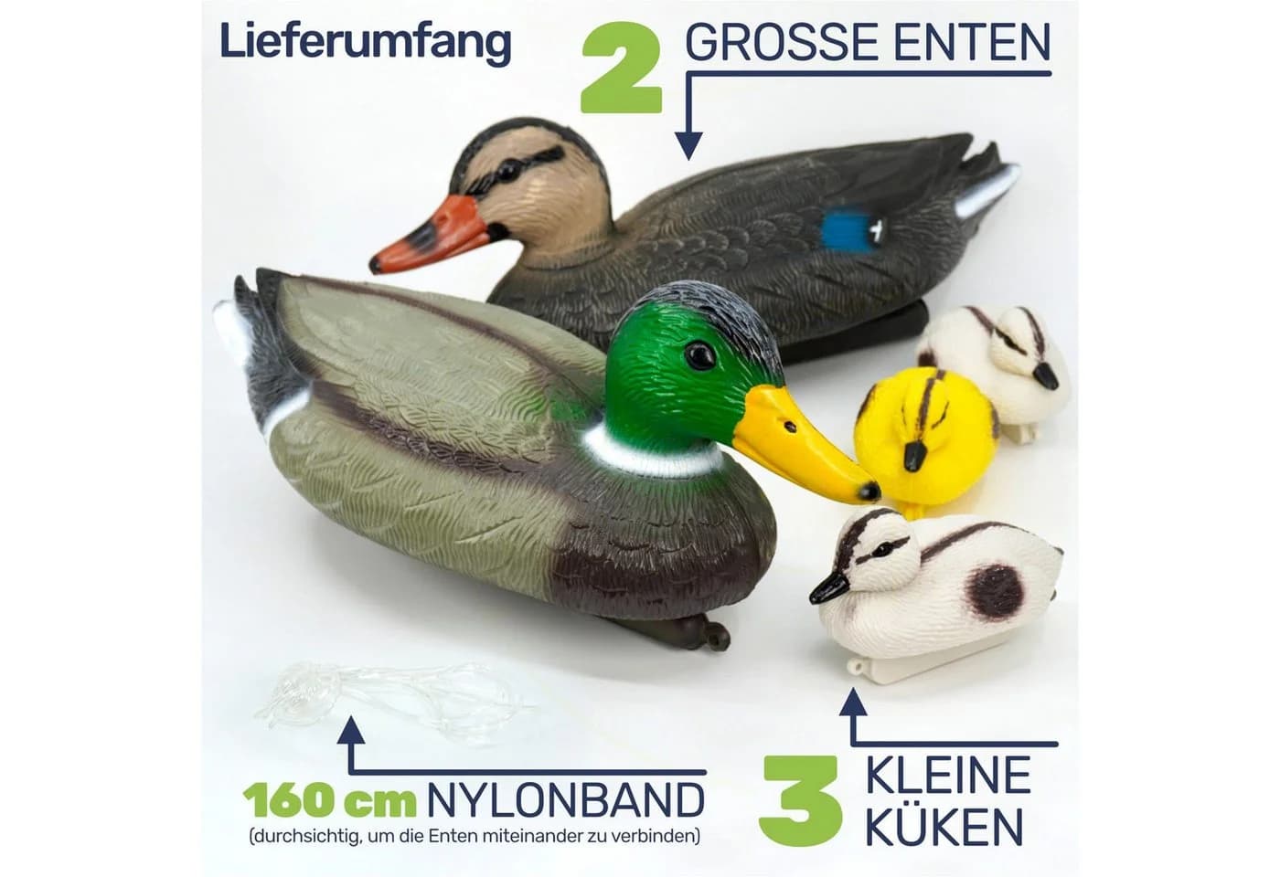 Gravidus Schwimmenten-Set 5-teilig Bunt Kunststoff Teichdeko - Bild 4