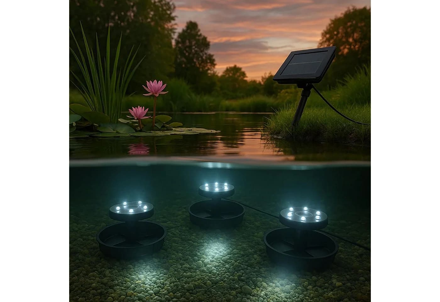 Gravidus LED Teichleuchte Solar Gartenteich Strahler-Set Unterwasserbeleuchtung 3 x 6 LED