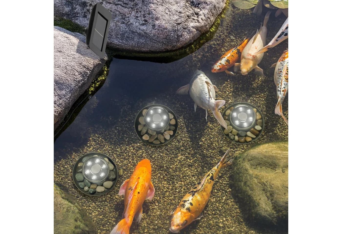 Gravidus LED Teichleuchte Solar Gartenteich Strahler-Set Unterwasserbeleuchtung 3 x 6 LED - Bild 2