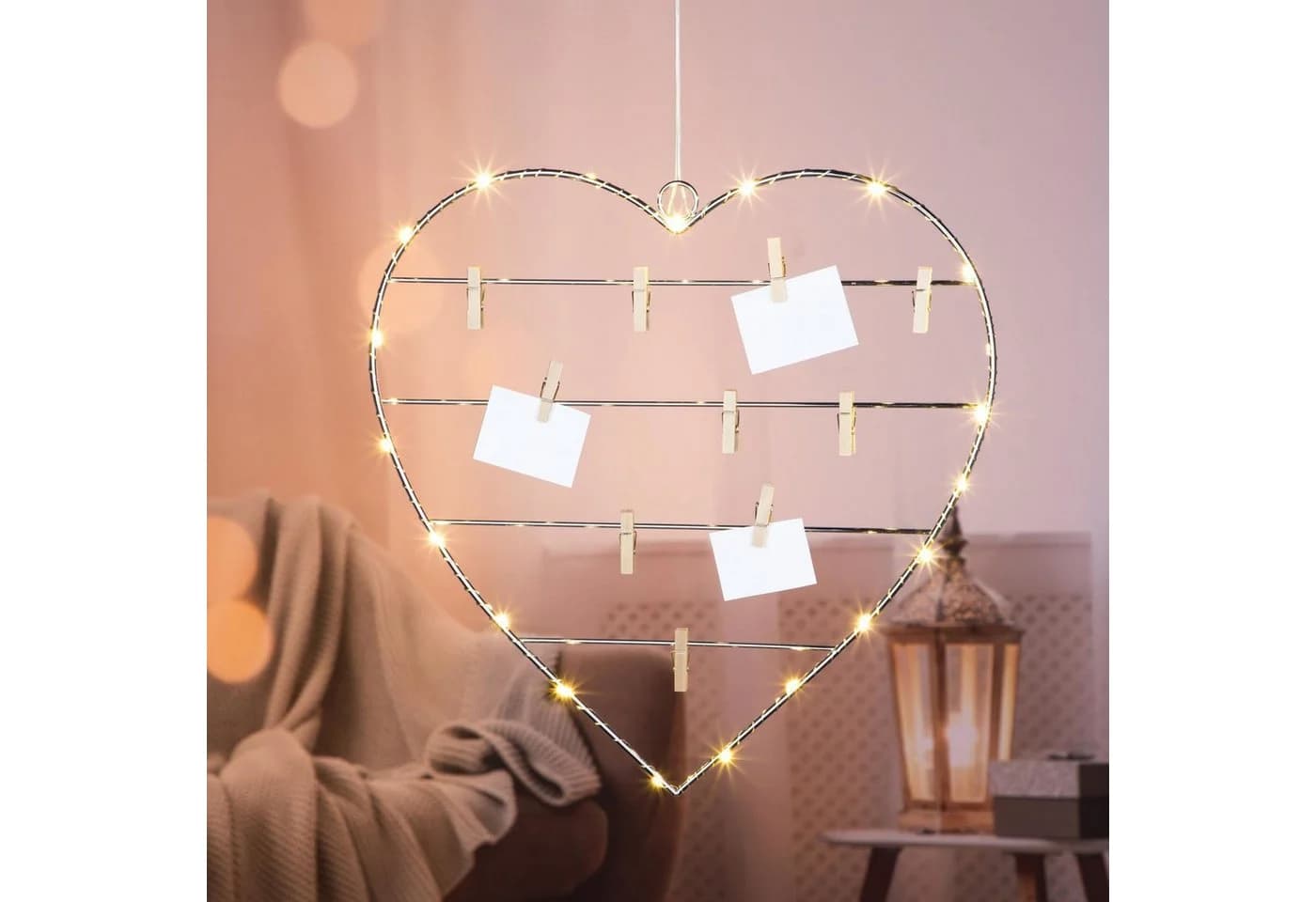 Gravidus LED Herz 20 warmweiße LEDs Silber Batteriebetrieben - Bild 2