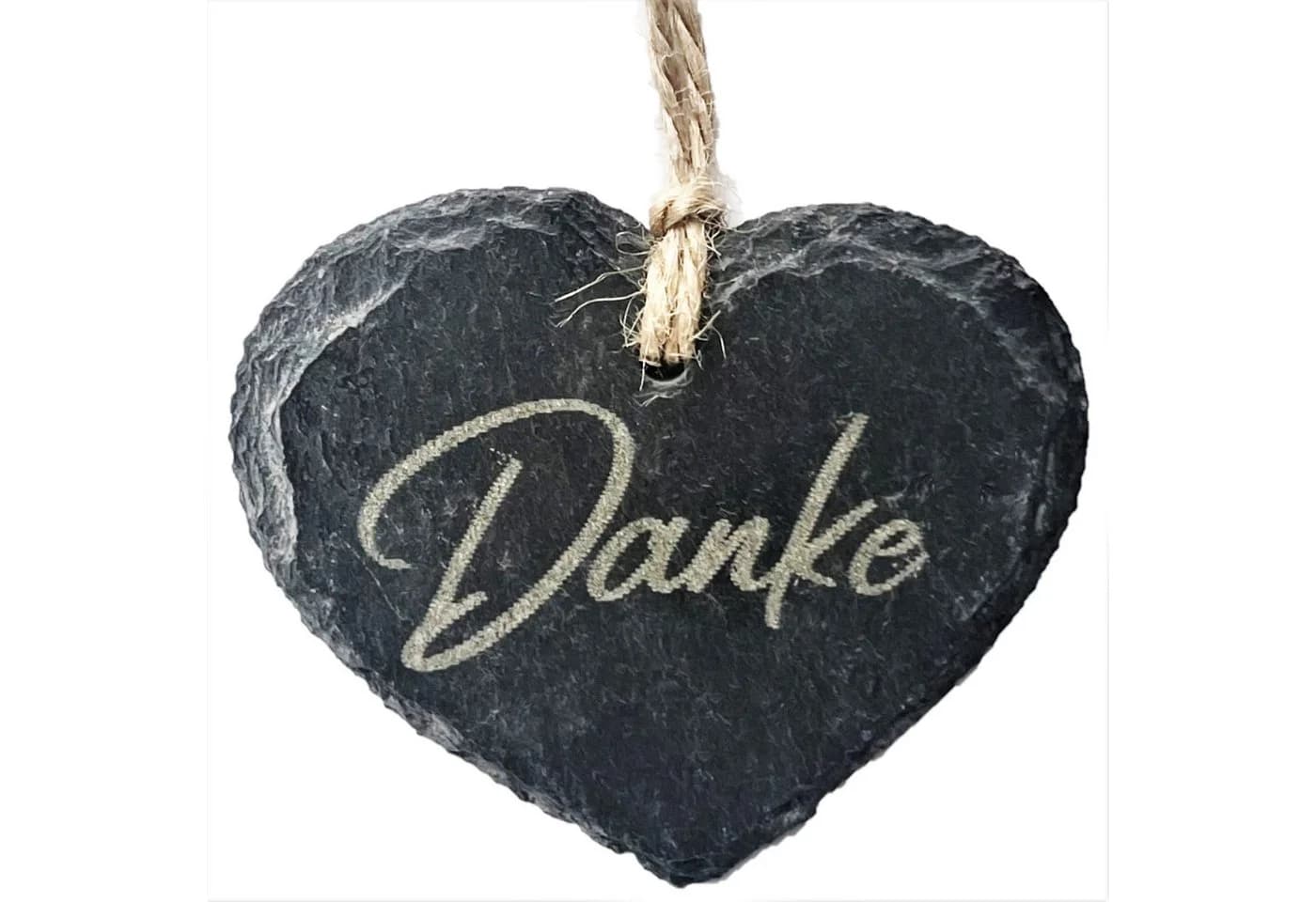 naninoa Hängedekoration Schiefer-Herz "Danke" Grau/Schwarz - Bild 2