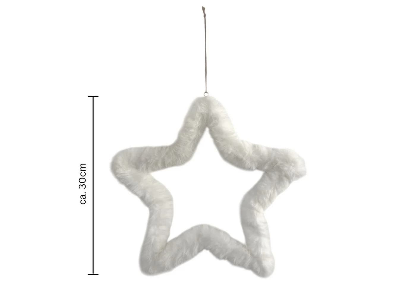 naninoa Hängedekoration Fell-Stern Weiß 30cm Flauschig - Bild 3