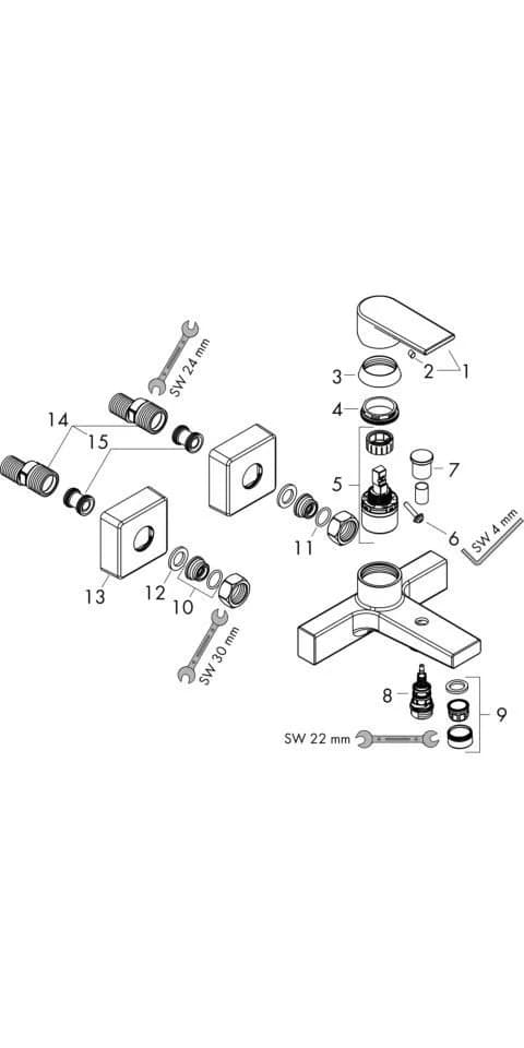 hansgrohe Vernis Shape Wannenarmatur Modern Silber S-Anschlüsse - Bild 4