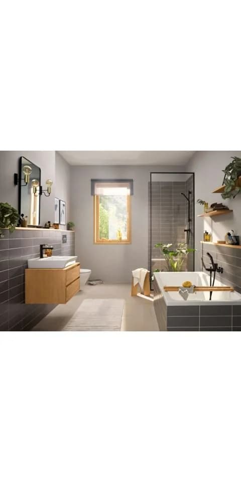 Hansgrohe Rebris E 110 CoolStart Waschtischarmatur 72559670 Ecosmart, mit Zugstangen-Ablaufgarnitur, schwarz matt - Bild 3