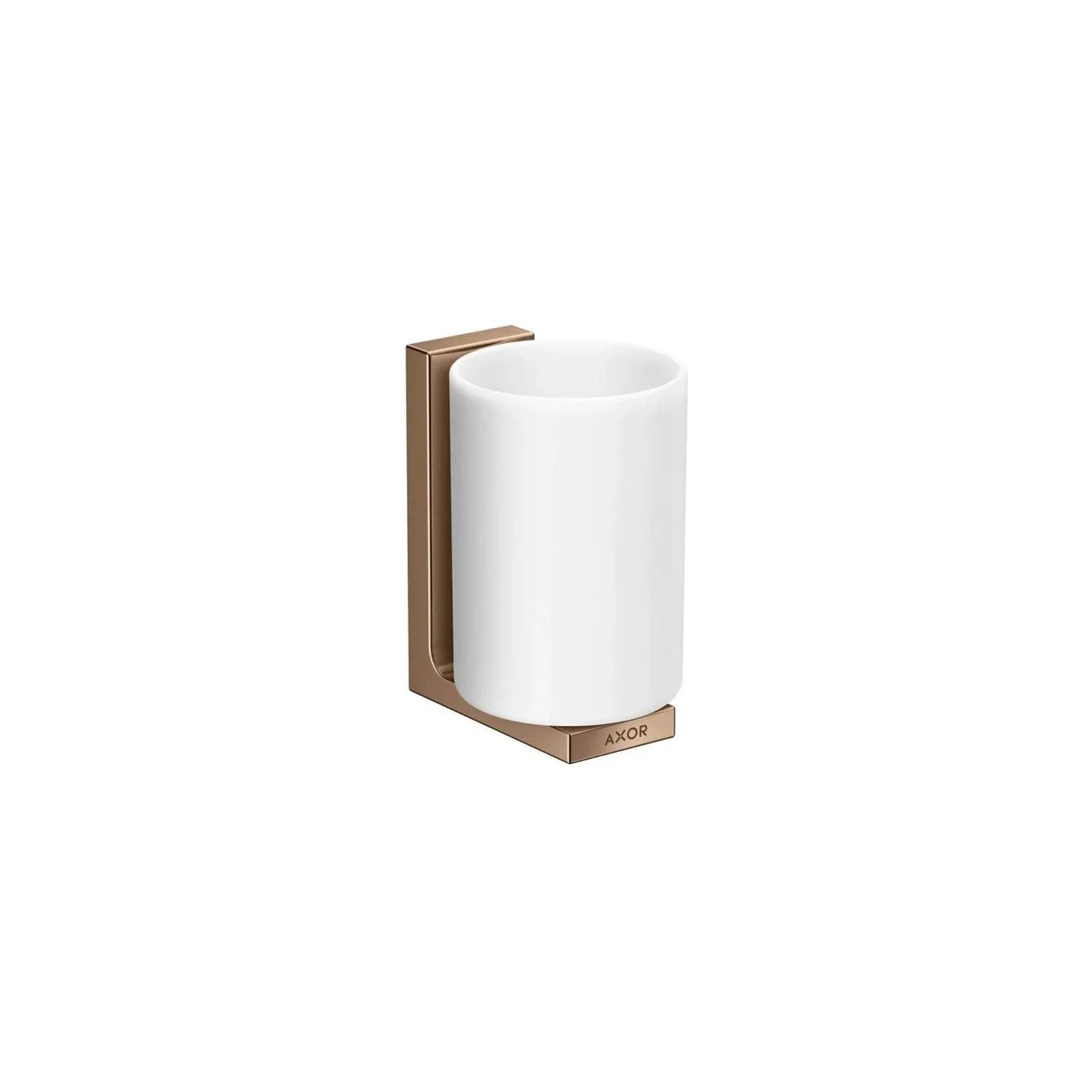 hansgrohe Axor Uni Zahnputzbecher Glas Wandmontage Red Gold