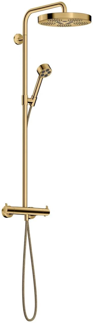 Hansgrohe AXOR One Duschsystem mit Thermostat und Duschkopf 280 48795990 Unterputz Polished Gold