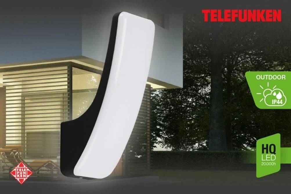 Telefunken LED-Außenwandleuchte Gent 1.800lm 4.000K Schwarz