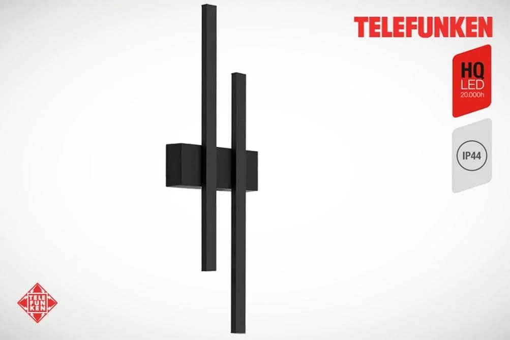 Telefunken LED-Außenwandleuchte Graz indirekt 2-flg. Schwarz