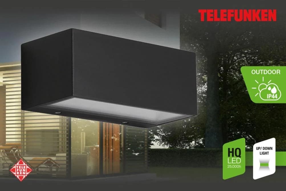 Telefunken LED-Außenwandleuchte Monaco up/down schwarz Universalweiß