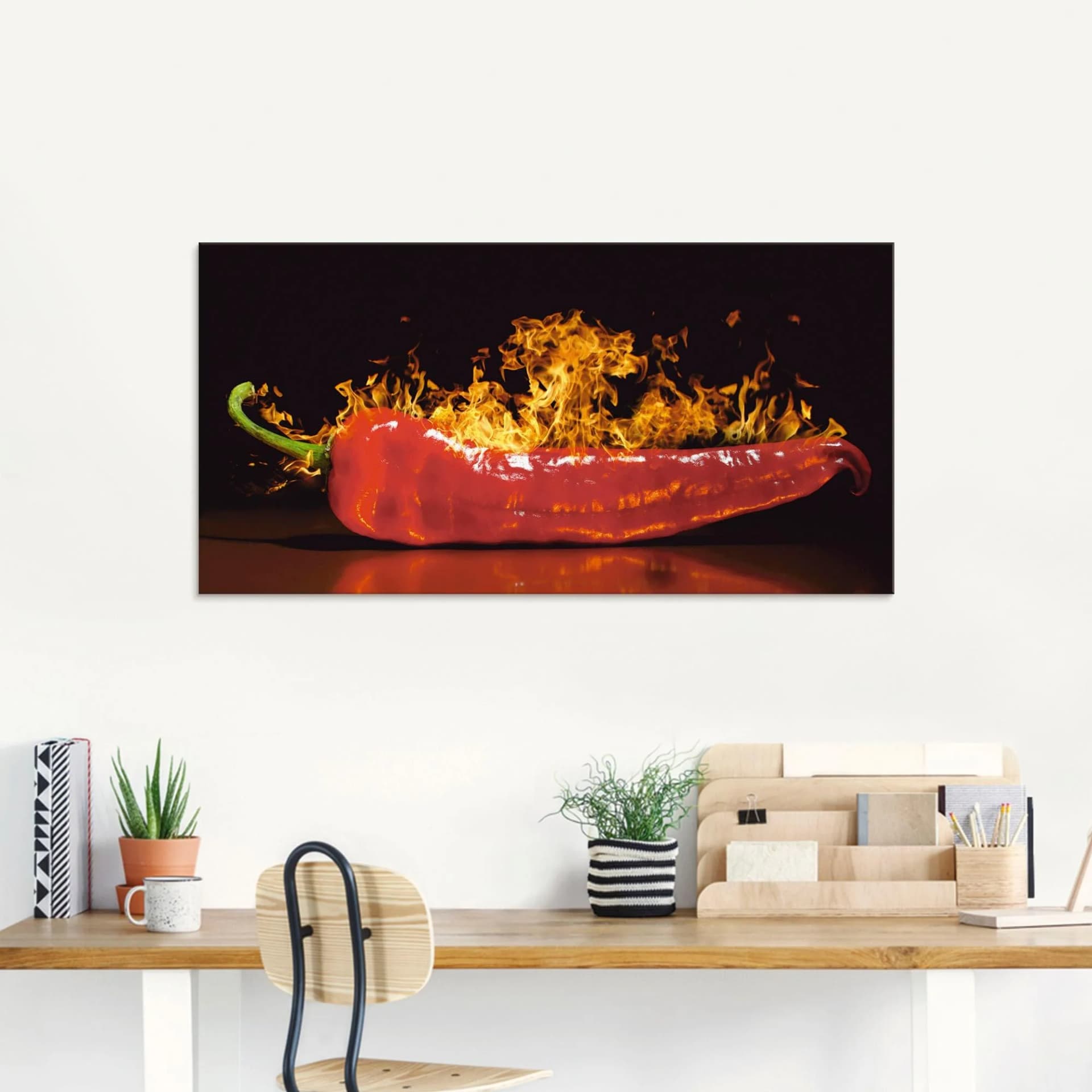 Artland Glasbild Roter scharfer Chilipfeffer Rot
