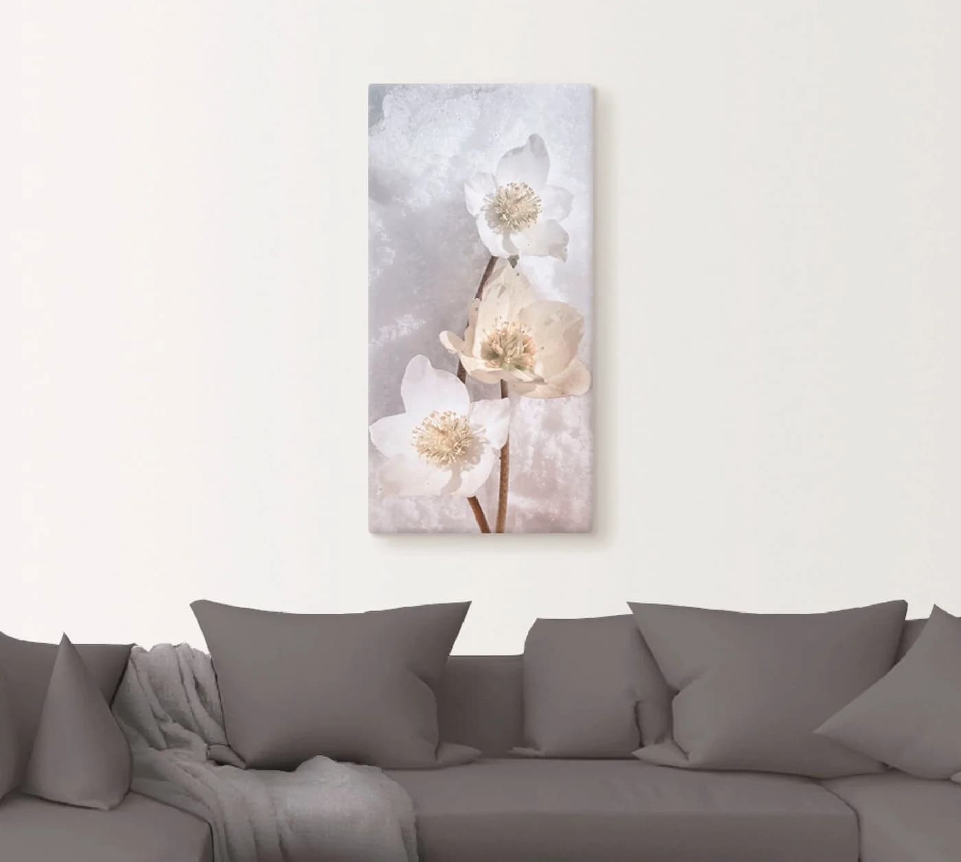 Artland Leinwandbild Christrose im Schnee Blumen auf Holzrahmen - Bild 3