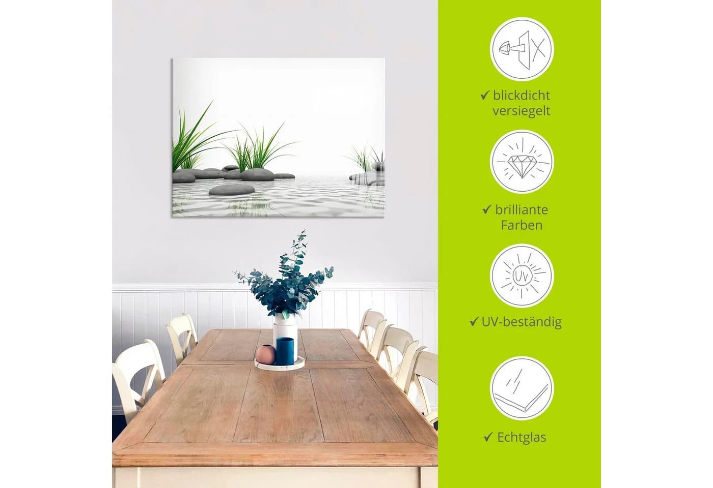 Artland Glasbild 3D Steine Zen Modernes Wandbild - Bild 4