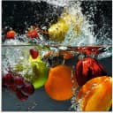 Artland Glasbild Spritzendes Obst auf dem Wasser Bunt Modern Bild 2