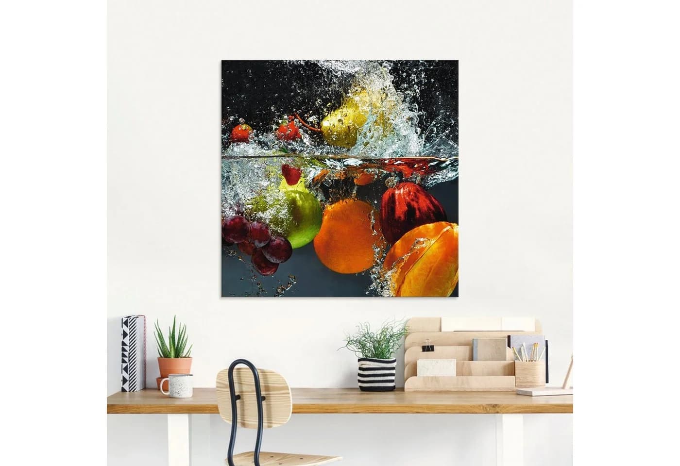 Artland Glasbild Spritzendes Obst auf dem Wasser Bunt Modern - Bild 3