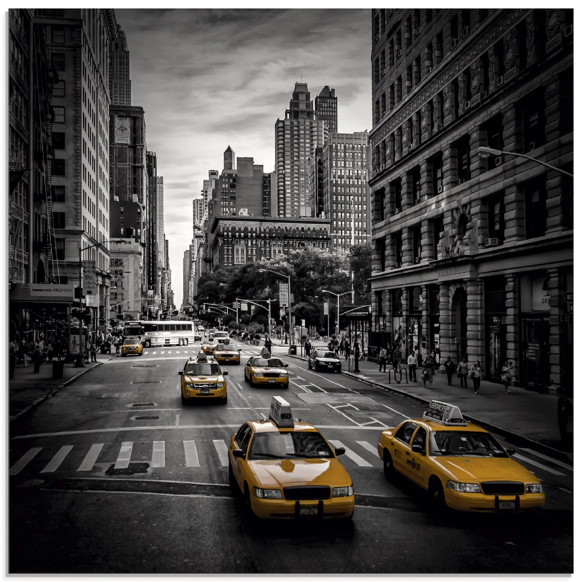 ARTLAND Glasbild New York City Verkehr 5th Avenue Schwarz