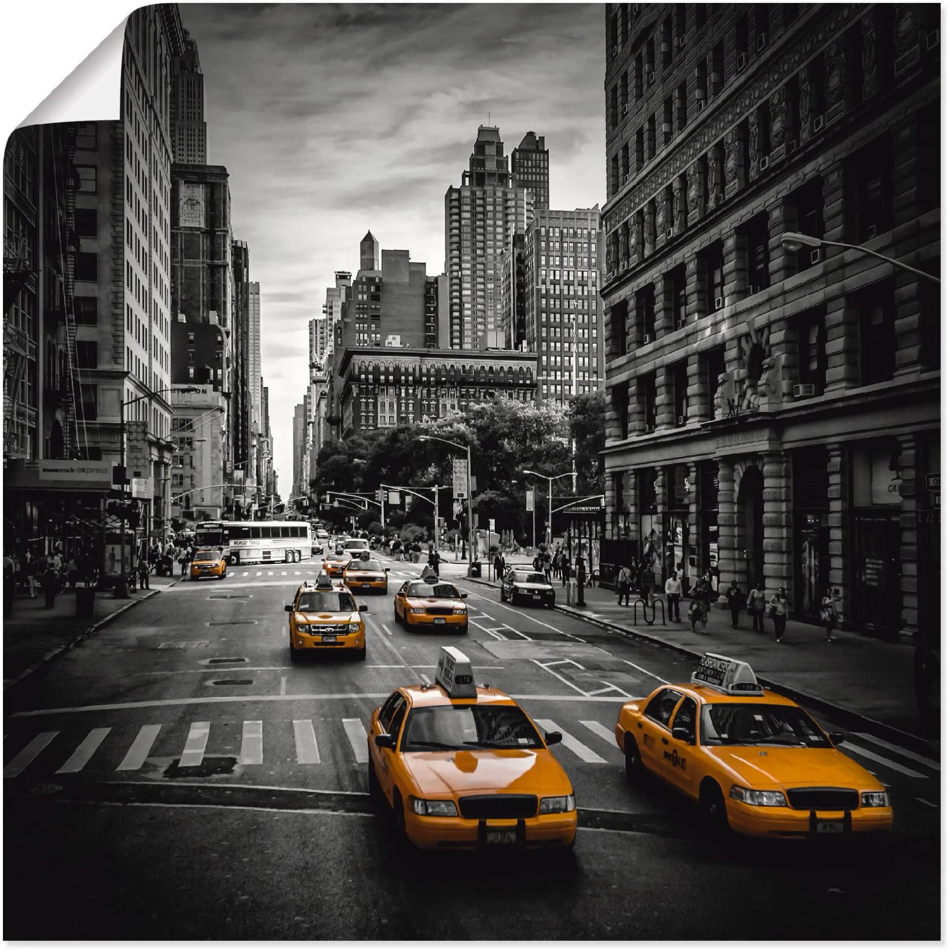 Artland Poster New York City Verkehr 5th Avenue Schwarz