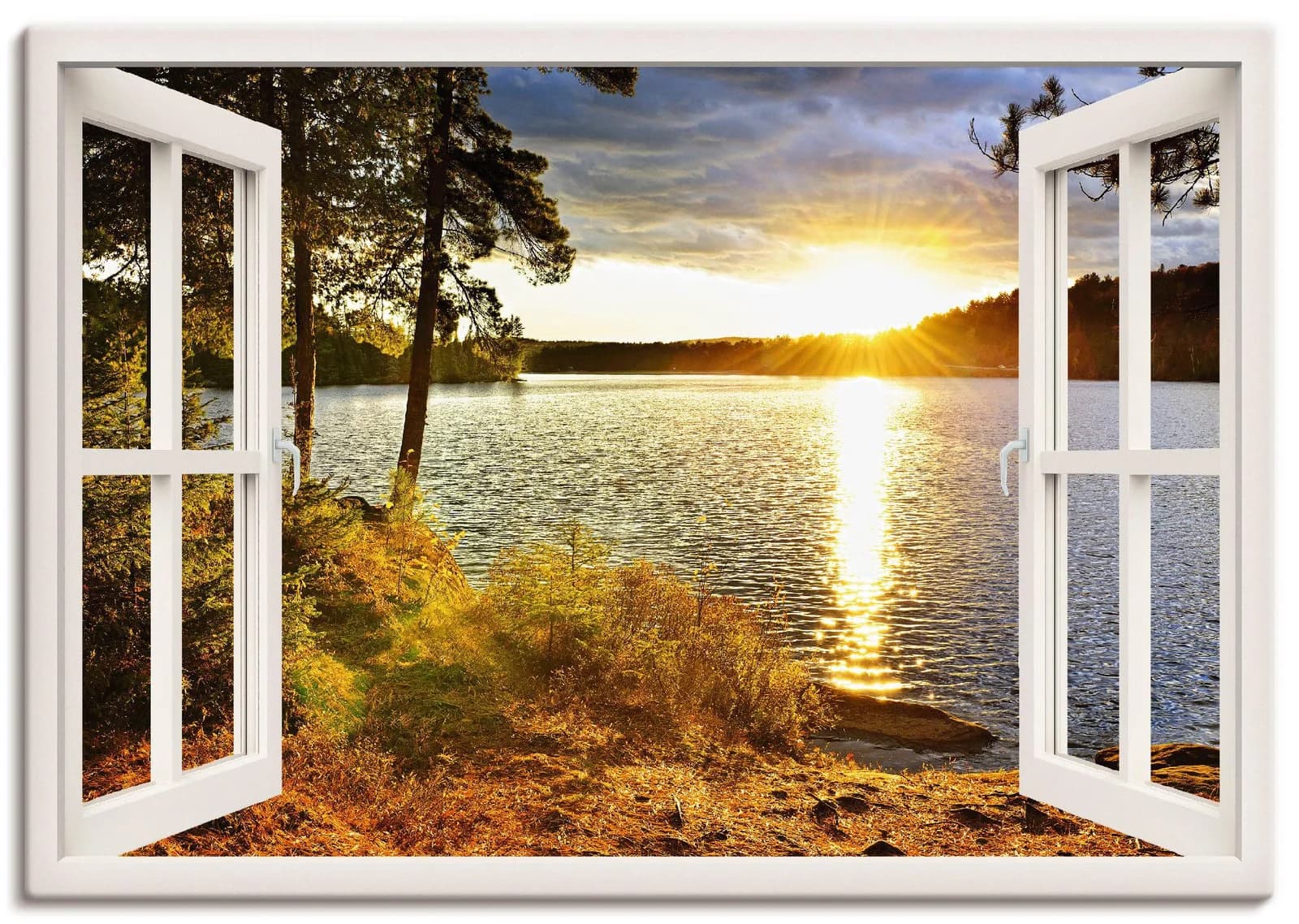 Artland Leinwandbild "Sonnenuntergang im Algonquin Park" Fensterblick