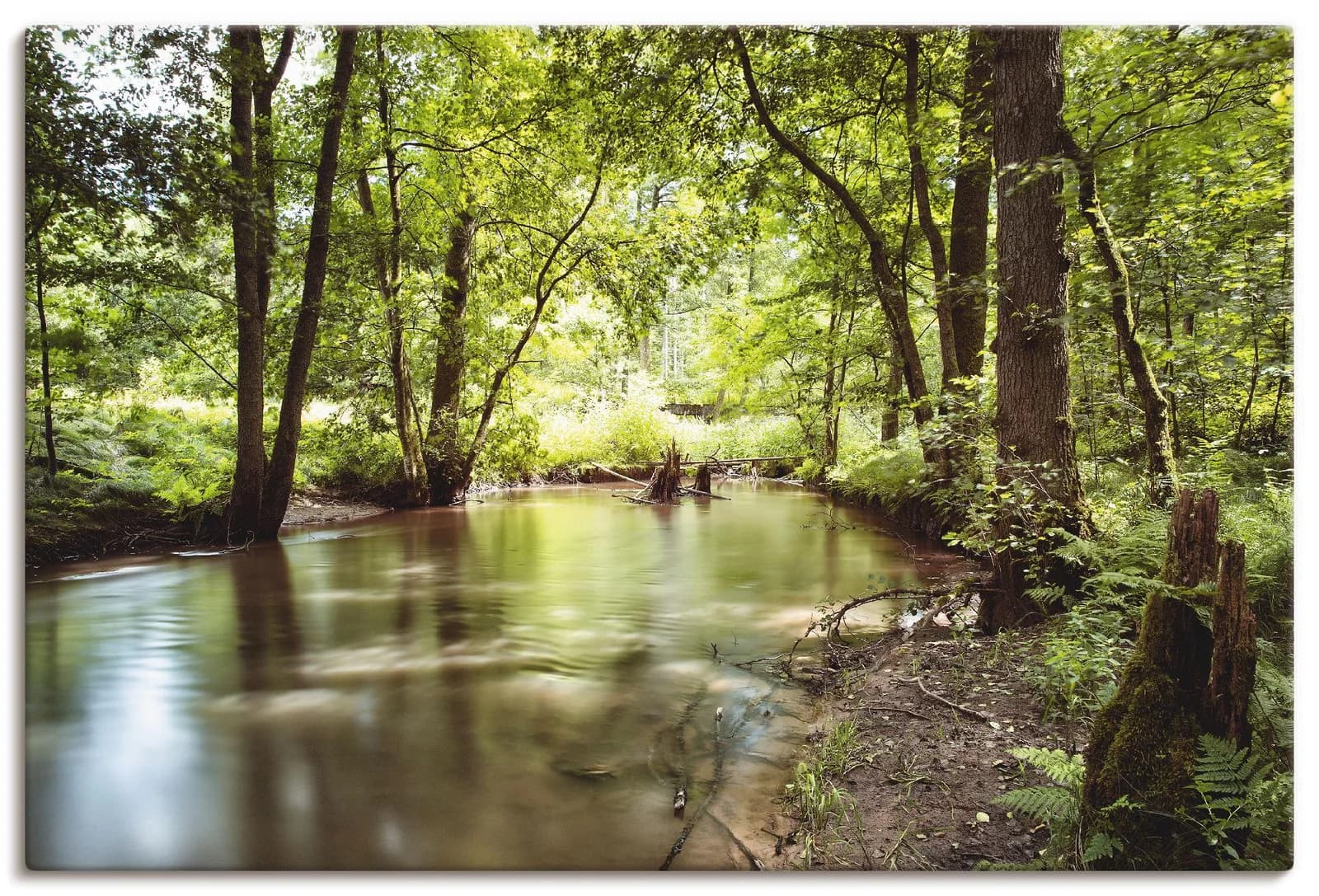 ARTLAND Leinwandbild Spessart II Grün auf Holzrahmen