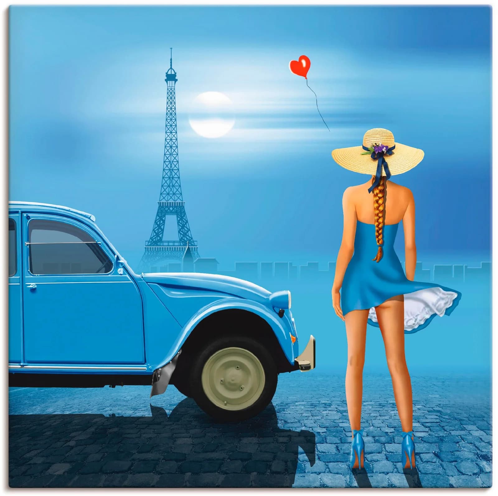 ARTLAND Leinwandbild Französisch Blau 70x70 cm