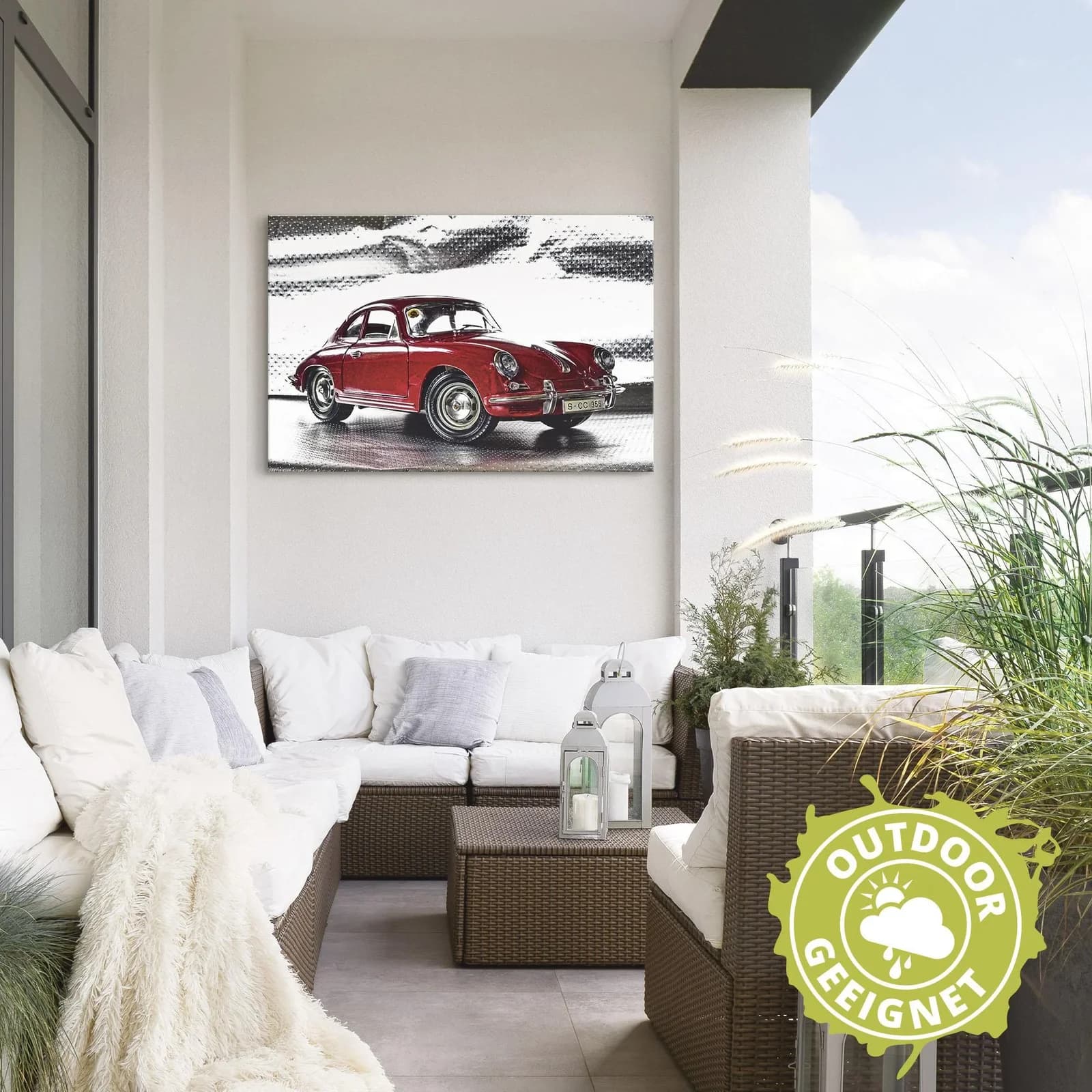 Wandbild ARTLAND Porsche 356 Rot Alu-Dibond-Druck