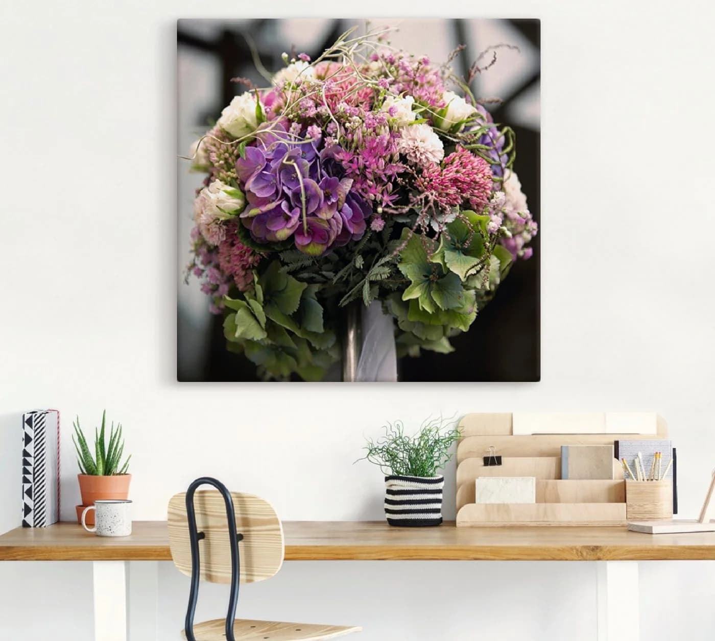 Artland Leinwandbild Blumenkugel Bunt auf Holzrahmen