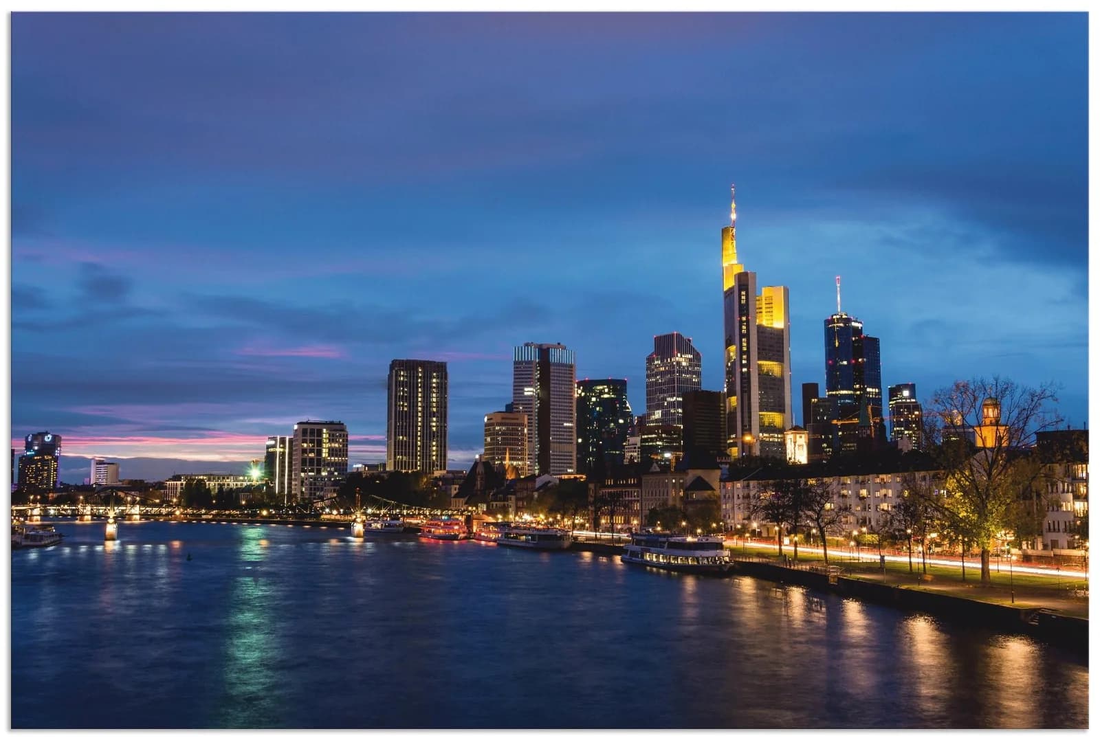 ARTLAND Alu-Dibond-Druck Frankfurt Skyline Blau
