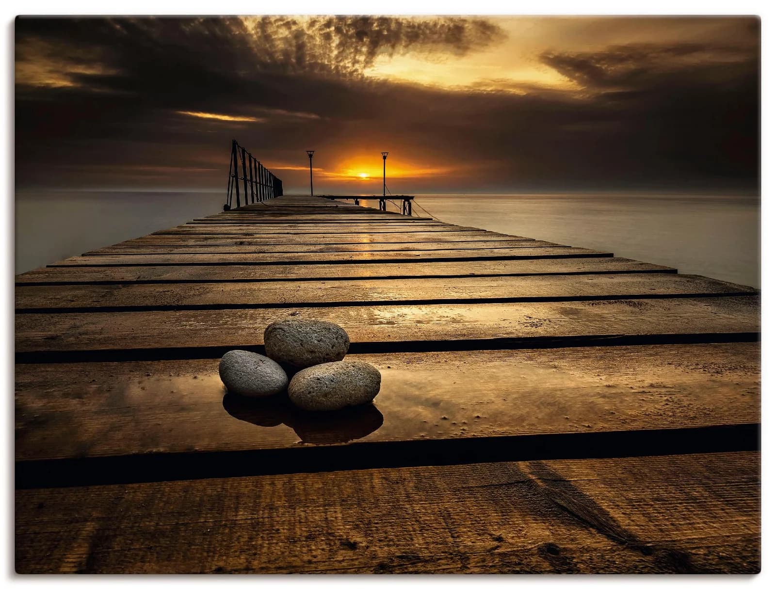 ARTLAND Leinwandbild Sonnenaufgang am Schwarzen Meer Braun 80x60 cm