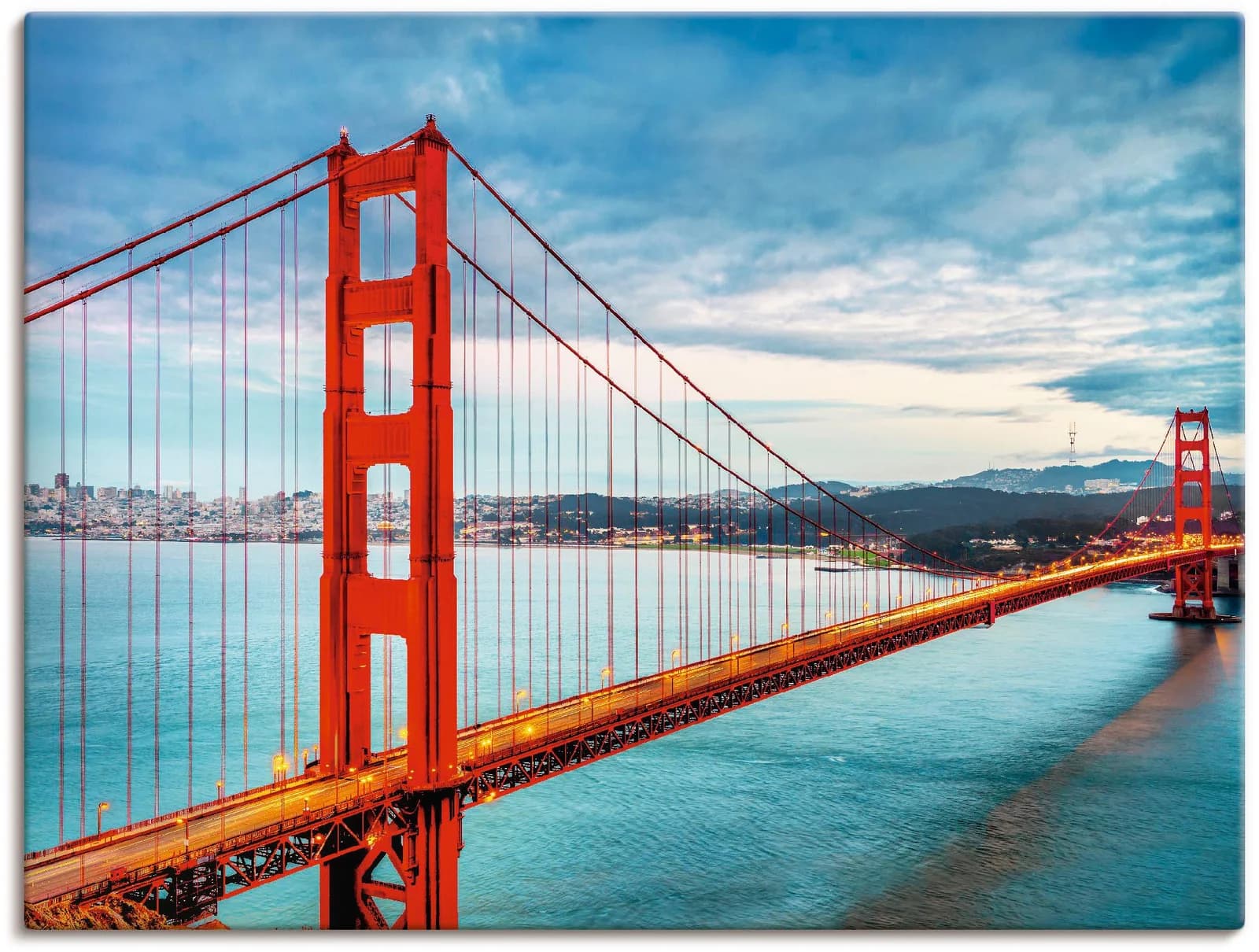 ARTLAND Leinwandbild Golden Gate Bridge Blau