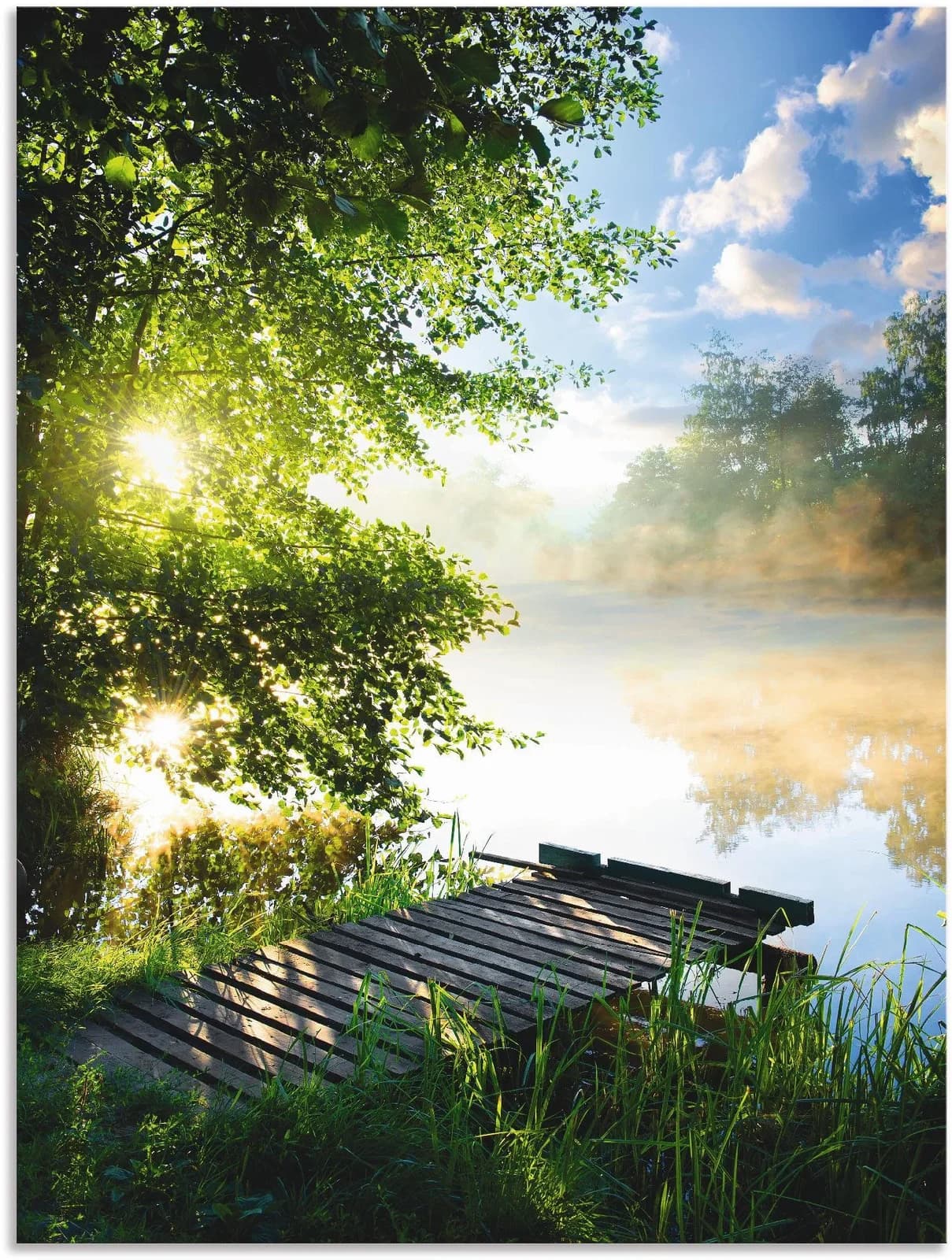 ARTLAND Wandbild Angelsteg am Morgen Grün 60x80 cm