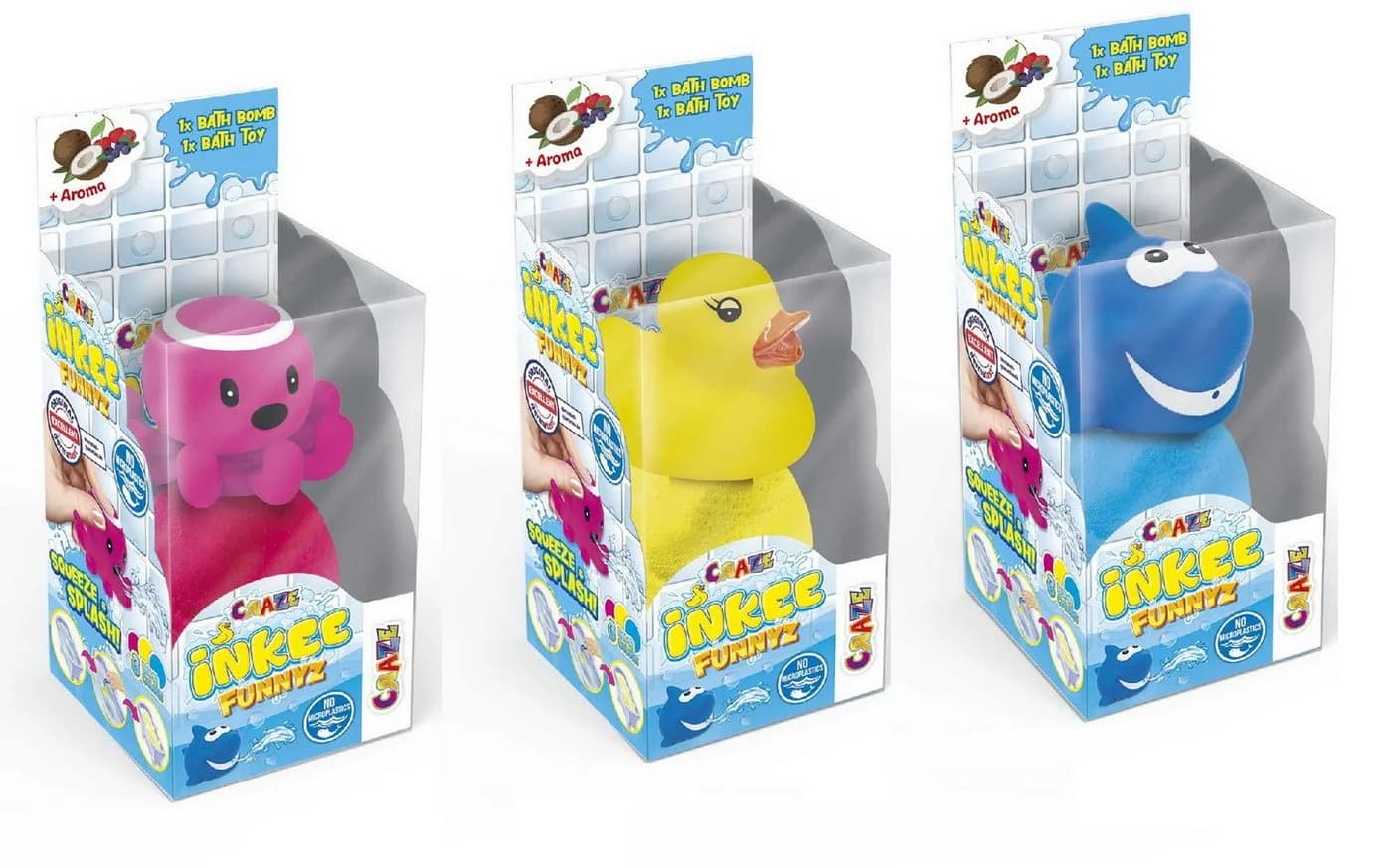 CRAZE Badekugel und Gummi-Wassertier Badebombe 3-tlg. mit Krake, Ente, Fisch - Bild 2