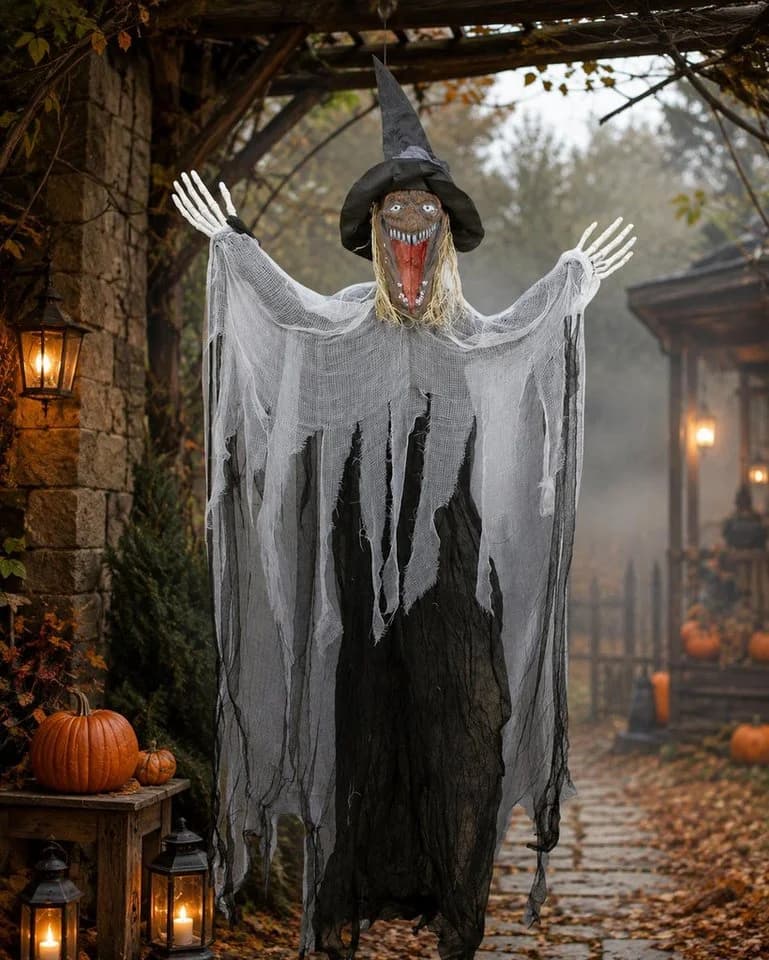 Das Kostümland Halloween Hexe Dekoobjekt Grau 170 cm - Bild 3